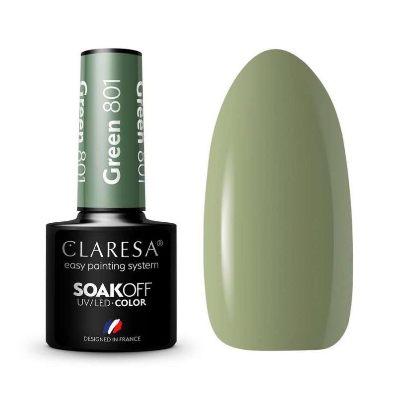 ESMALTE SEMIPERMANTENTE VERDE 801 CLARESA