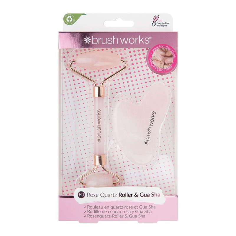 RODILLO CUARZO ROSA Y GUA SHA BRUSWORKS