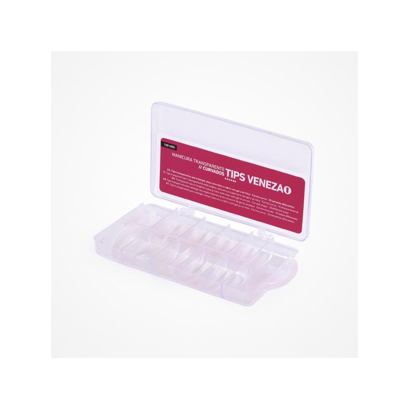 TIPS VENEZA 100UD TRANSPARENTES FORMA CURVA BIFULL