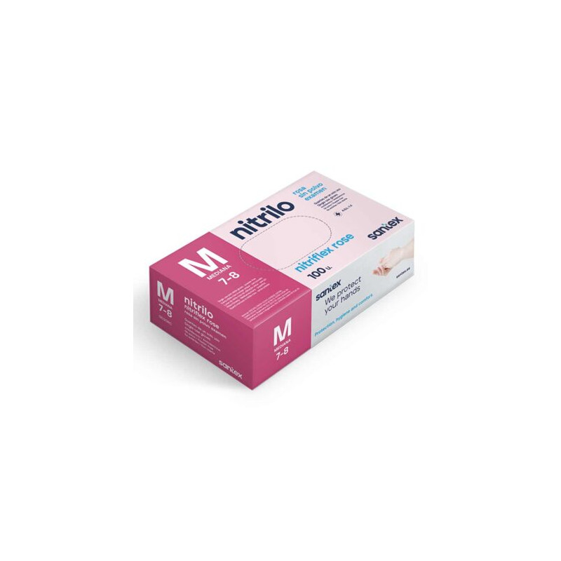 GUANTES NITRILO ROSA SIN POLVO L SANTEX