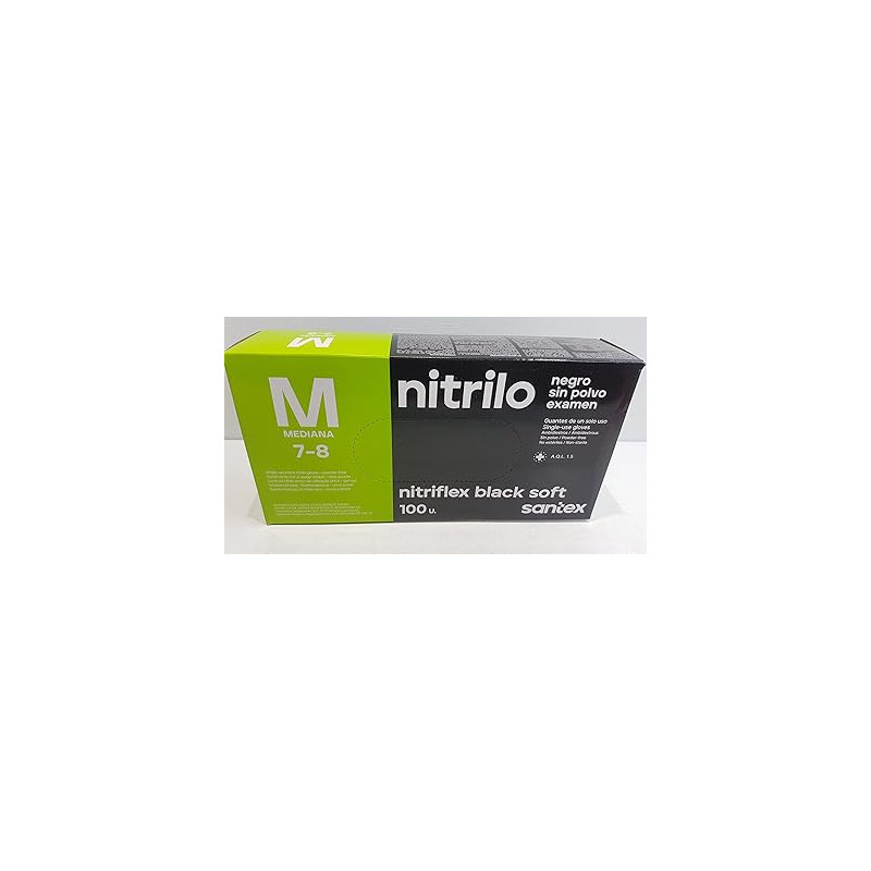 GUANTES NITRILO NEGRO SIN POLVO L SANTEX